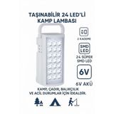 Chermik 24 LED USB Şarjlı Kamp Lambası 6V 3Ah Akülü 80 Saat Işıldak Taşınabilir Fener MKMP-003