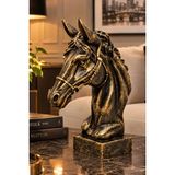 Chermik Bronz Antik Görünümlü At Başı Büstü Figürü Dekoratif Heykel 20X29 cm 7-22