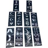 chermik İbico Mix Desen Tüp Kına Desen Çıkartma Şablonu 10 Adet, 8x20cm, CHRMK11807, Karışık Renkli, Kadın