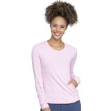 Cherokee Infinity CK765 Kadın Uzun Kollu Underscrub Örgü Tişört, Pembe Tonik/Beyaz, Pembe, beyaz, L