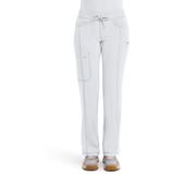 Cherokee Kadın Kasack Pantolon Low Rise - Tıbbi İş Kıyafeti - İpli - Düz Pantolon Bacak, Beyaz, M