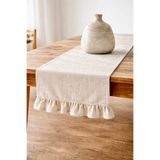 Cherry Bloom Cotton Ham Keten Fırfırlı Runner Krem 40 x 100