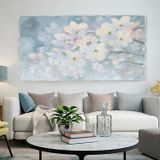 Cherry Blossoms Yağlı Boya Dokulu Tablo 50X70 Gümüş Çerçeveli