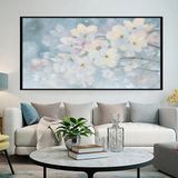 Cherry Blossoms Yağlı Boya Dokulu Tablo 50X70 Siyah Çerçeveli