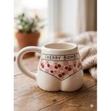 Cherry Bomb! Bikinili El Yapımı Beyaz Parlak Popo Kupa - El İşçiliği Hediyelik Kupa Bardak Mug