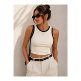 Cherry Butik Biyeli Sıfır Kol Bisiklet Yaka Crop Bluz