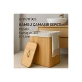 Cherry Collection El Yapımı Bambu Katlanabilir Çamaşır Sepeti