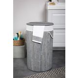 Cherry Collection El Yapımı Bambu Yuvarlak Çamaşır Sepeti Gri