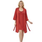 Cherry Queen Kadın Mikro Penye Gecelik ve Sabahlık Seti, Kırmızı, XL, Yumuşak Dantel Detaylı, İnce Askılı, Kuşaklı, Ev Şıklığı ve Uyku için (KIRMIZI, M)