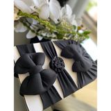 Cherub Accessories Kız Bebek Fiyonklu Bone Bandana 3lü Set - Siyah