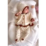 Cherub Baby Çıtır Çiçek Fırfırlı %100 Pamuk Yenidoğan Kız Bebek 5 Parça Natural Hastane Çıkışı Zıbın Seti