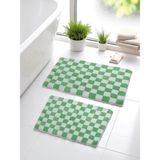 Chess 2'li Banyo Paspası Kaymaz Taban 60X100-60X50 - Krem Rengi - Yeşil - 2'li Set Banyo Paspası