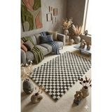 Chess Dama Desenli Kemik-Füme Salon Oturma Odası Yatak Odası Koridor Makine Halısı Yolluk Shaggy - 60 x 100 cm