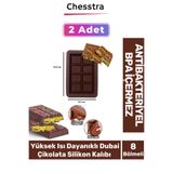 Chesstra 8 Bölme Bpa Içermez Esnek Dayanıklı Yüksek Isı Dayanıklı Dubai Çikolata Silikon Kalıbı Kabı 2 Adet