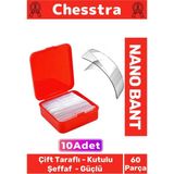 Chesstra Süper Güçlü Kolay Çıkarılabilir İz Bırakmayan Çift Taraflı Kutulu Nano Şeffaf 60 Parça Bant 10 Adet