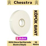 Chesstra Uzun Ömürlü Süngerli Ultra Yapışkan İç Dış Mekan Çok Amaçlı Çift Taraflı 10 Metre Köpük Bant 3 Adet