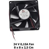 CHESTER 24V Dc 0.15A Brushless Soğutucu Fan 8X8X2.5 cm 80MM Kasa Sanayi Makine Panel Güç Kaynağı Uyumlu Fan - Siyah
