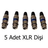 Chester 3-Pin XLR Dişi Konnektör, Metal Gövde, Mikrofon ve Ses Sistemleri Konnektörü, 5'li Set