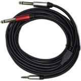 CHESTER 5 Metre 3.5 mm To 2 x 6.35 mm Ses Kablosu - Aux To Çivi Jak Mikser ve Amfi Bağlantı Kablosu - 0 - Siyah
