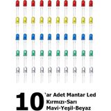 CHESTER 50 Adet Mantar LED Seti - 5 Renk x 10 Adet Karışık Proje Paketi - Kırık Beyaz