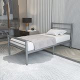 Chester Tek Kişilik Ferforje Metal Karyola - Gri - 90 x 190 cm