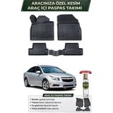 Chevrolet Cruze Sedan 2012 Model Aracınıza Özel Üretim Esnek Kauçuk Paspas Takımı + Hediyeli - Siyah