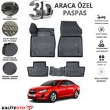 Chevrolet Cruze Sedan 2012 Model Tam Uyumlu Kokusuz 3D Havuzlu Paspas - Siyah