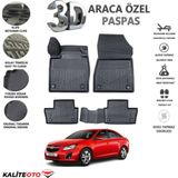 Chevrolet Cruze Sedan 2015 Model Tam Uyumlu Kokusuz 3D Havuzlu Paspas - Siyah
