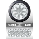 Chevrolet Kalos Aveo 14" Inç Uyumlu 4 Adet 1 Takım Gri Kırılmaz Esnek Jant Kapağı 025 - Universal