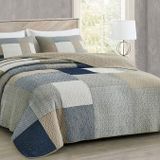 Chezmoi Collection Addy 3 Parça Lacivert Beyaz Gri Boz Kahverengi Ekose Yama İşi Yorgan Seti - Önceden Yıkanmış Pamuk Pike - Hafif Ters Çevrilebilir Yatak Örtüsü, Çift Kişilik