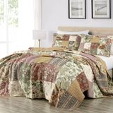 Chezmoi Collection Delaney 3 Parça Çiçekli Yama İşi Önceden Yıkanmış%100 Pamuk Yorgan Seti, Queen