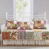 Chezmoi Collection Delaney 5 Parça Çiçekli Yama İşi Günlük Yatak Örtüsü Seti, Önceden Yıkanmış%100 Pamuk Yorgan Örtüsü Seti, Günlük Yatak Boyutu