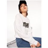 Chiara Ferragni 75CBIK06 Bisiklet Yaka Baskılı Beyaz Kadın Sweatshirt