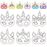 Chiazllta 24 adet renk kendi Unicorn maskesi DIY gökkuşağı kağıt maske zanaat kitleri çocuklar için parti iyilik süslemeleri sınıf ev etkinliği boyama oyunu kızlar için bebekler