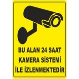 ChicArt Design Studio 24 Saat Kamera Sistemi Ile Izlenmektedir Pvc Uyarı Levhası Dekota Dijital Baskı Yapışkanlı 12.5X17.5