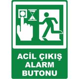 ChicArt Design Studio Acil Çıkış Alarm Butonu Pvc Plakalı Uyarı Levhası Dekota Dijital Uv Baskı Yapışkanlı 25X35