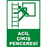 ChicArt Design Studio Acil Çıkış Penceresi 2 Pvc Plakalı Uyarı Levhası Dekota Dijital Uv Baskı Yapışkanlı 25X35