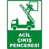 ChicArt Design Studio Acil Çıkış Penceresi Pvc Plakalı Uyarı Levhası Dekota Dijital Uv Baskı Yapışkanlı 25X35