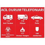 ChicArt Design Studio Acil Durum Telefonları Pvc Plakalı Uyarı Levhası Dekota Dijital Uv Sticker 17.5X12.5