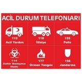 ChicArt Design Studio Acil Durum Telefonları Pvc Plakalı Uyarı Levhası Dekota Dijital Uv Sticker 35X25