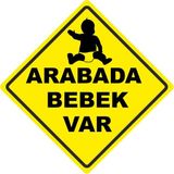 ChicArt Design Studio Arabada Bebek Var Dijital Uv Folyo Yapışkan Baskı Uyarı Etiket Yapıştırma Sticker 16X16