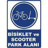 ChicArt Design Studio Bisiklet ve Scooter Park Alanı Dijital Uv Folyo Yapışkan Baskı Uyarı Etiket Sticker 12.5X17.5