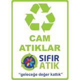 ChicArt Design Studio Cam Atıklar Sıfır Atık Dijital Uv Folyo Baskı Yapışkanlı Uyarı Etiket Yapıştırma Sticker 12.5X17.5