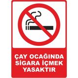 ChicArt Design Studio Çay Ocağında Sigara Içmek Yasaktır Dijital Uv Folyo Baskı Uyarı Etiket Yapıştırma Sticker 12.5X17.5