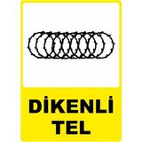 ChicArt Design Studio Dikenli Tel Pvc Plakalı Uyarı Levhası Dekota Dijital Uv Baskı Yapışkanlı 12.5X17.5 cm