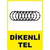 ChicArt Design Studio Dikenli Tel Pvc Plakalı Uyarı Levhası Dekota Dijital Uv Baskı Yapışkanlı 25X35 cm