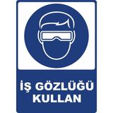 ChicArt Design Studio Iş Gözlüğü Kullan Dijital Pvc Plakalı Uyarı Levhası Dekota Dijital Uv Baskı Yapışkanlı 12.5X17.5 cm