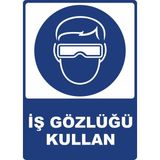 ChicArt Design Studio Iş Gözlüğü Kullan Dijital Pvc Plakalı Uyarı Levhası Dekota Dijital Uv Baskı Yapışkanlı 25X35 cm
