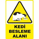 Chicart Design Studio Kedi Besleme Alanı Pvc Yapışkan Baskı Uyarı Etiket Sticker 12.5X17.5