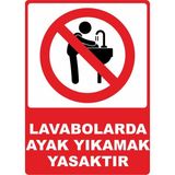 ChicArt Design Studio Lavabolarda Ayak Yıkamak Yasaktır Dijital Uv Folyo Baskı Uyarı Etiket Yapıştırma Sticker 12.5X17.5